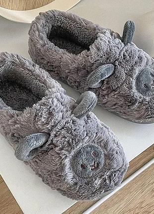 Милі капці для дому у вигляді баранчиків. сірі. 44-45 (факт на 41-42)