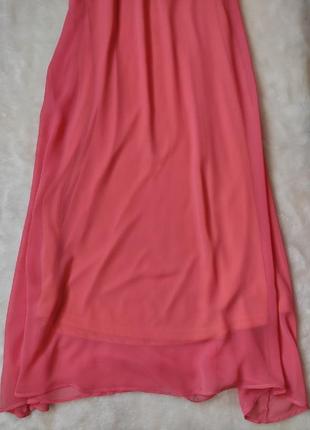 Длинное летнее длинное платье макси в пол майка шифон розовое серое сарафан стрейч двуцветное4 фото