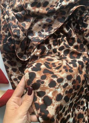 👗крутое коричневое платье леопардовый принт/леопардовое платье миди с декольте👗10 фото