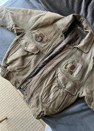 Кожаная куртка пилот бомбер мужская9 фото