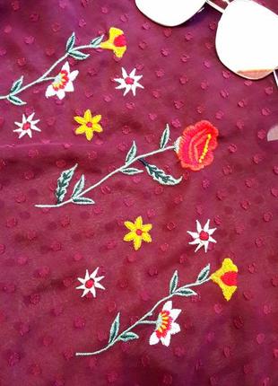 Красива винна блуза сітка з вишивкою від primark5 фото