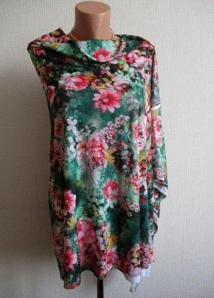 Ткань для шитья одежды: отрез трикотажа-микромасло в цветочный принт