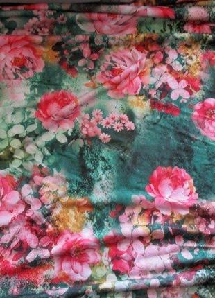 Тканина для шиття одягу: відріз трикотажу-мікромасло у квітковий принт6 фото