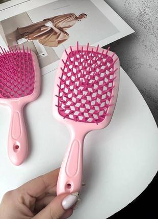 Гребінець для волосся персиковий з малиновим "super brush" в пакеті