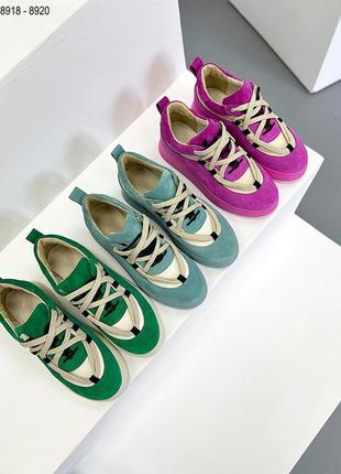 Крутезные кроссовки кеды яркие замшевые зеленые мятные фуксия 8918 8920