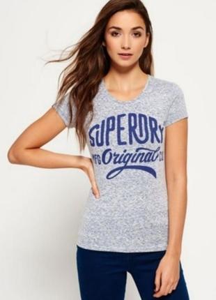 Шикарна футболка кольору сірий меланж superdry vintage made in turkey, блискавичне надсилання