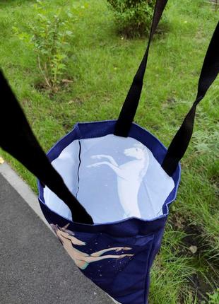 Текстильна сумка-шоппер із зображенням єдинорога "f..ck these tales" синя3 фото