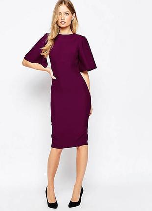 Asos асос платье бордо бордовое винное марсала вишневое бургунди миди по фигуре карандаш футляр