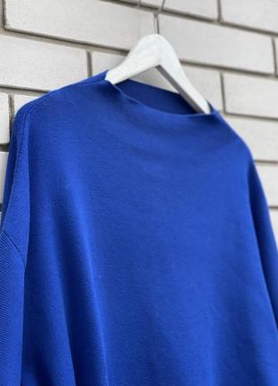 Шерстяной синий свитер с приспущенными плечами, шерсть h & m7 фото