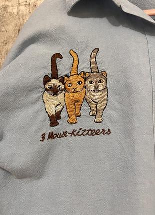 Рубашка с котиками хлопок2 фото