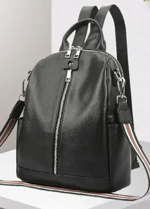 Жіночий рюкзак шкіряний міський рюкзачок із натуральної шкіри чорний1 фото