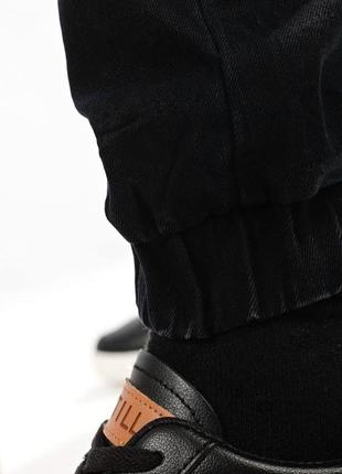 Мужские коттоновые джинсы джоггеры стрейч деми в чёрном цвете.5 фото