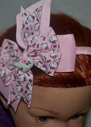 Замечательный обруч ободок на подарочек милой принцессе hello kitty хелоу котти