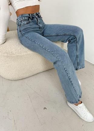 Модные высокие джинсы прямого кроя7 фото