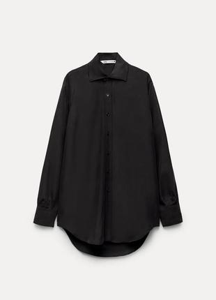 Рубашка женская черная шелковая zara new5 фото