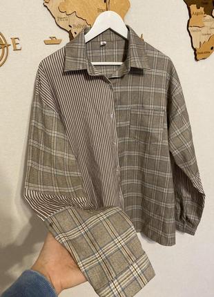 Oversized рубашка из двух тканей