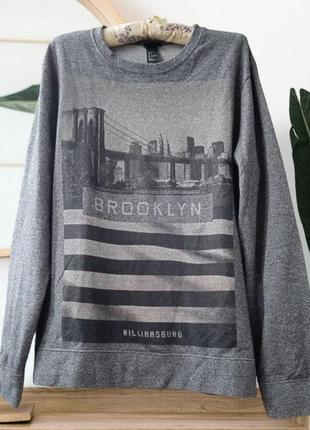 H&m cвитшот с принтом оверсайз/худи толстовка бруклин