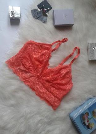 Кораловий мереживний кроп-топ marks & spencer