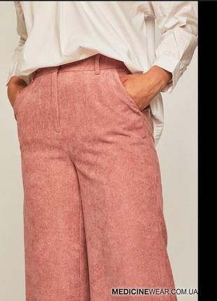 Вельветові рожеві кюлоти нові, вельветові теплі штані, вельветові в рубчик високі штані, кюлоти барбі2 фото