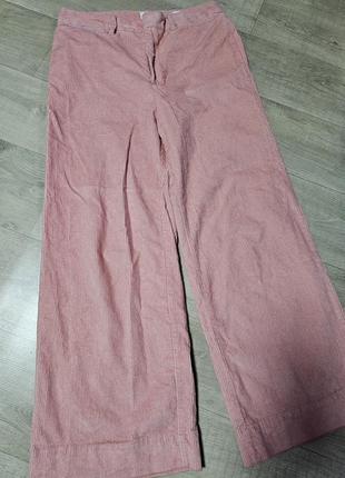 Вельветовые розовые кюлоты новые, вельветовые теплые брюки, вельветовые в рубчик высокие брюки, кюлоты барби3 фото