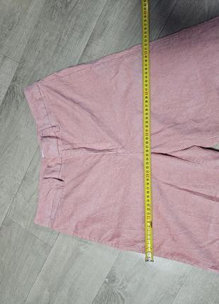 Вельветові рожеві кюлоти нові, вельветові теплі штані, вельветові в рубчик високі штані, кюлоти барбі8 фото