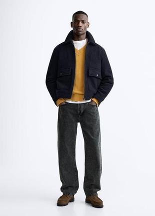 Вовняна куртка чоловіча синя zara new