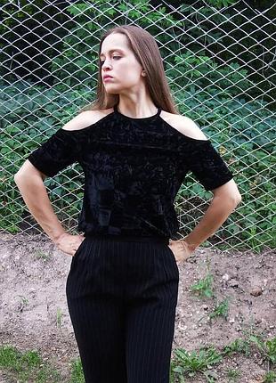 Блуза бархат велюр бархат с открытыми плечами papaya xs,s