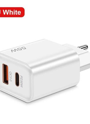 Зарядний пристрій usb 55w type-c. швидка зарядка. зарядний пристрій usb c для мобільного телефону. швидкий адаптер