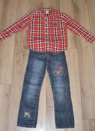 Стильный комплект gymboree джимборы джинсы и рубашка 8-9 лет