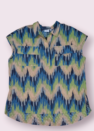 Коттонова блузка з абсрактним принтом1 фото
