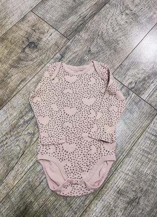 Боди, бодик с длинным рукавом девочке, sinsay, fox& bunny, р. 74-80, 9-12мес., длинна 43см