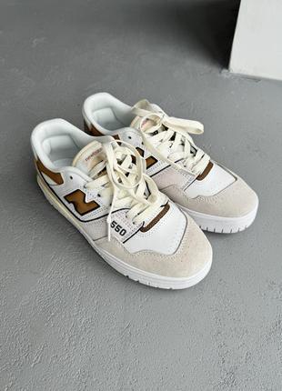 Женские замшевые кроссовки new balance 550 beige brown