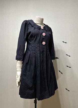 Черный плащ пальто в винтажном стиле лоза с воротничком винтаж ретро lolita style bodyline3 фото