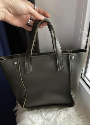 Оливкова сумка+косметичка1 фото