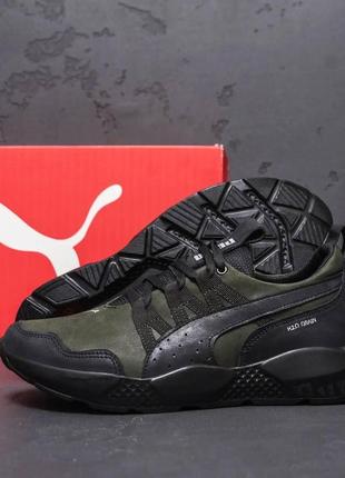 Чоловічі шкіряні кросівки puma tactical olive3 фото