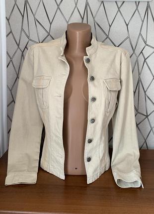 Джинсовый пиджак бежевого цвета коттон размер s1 фото