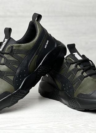 Мужские кожаные кроссовки puma tactical olive