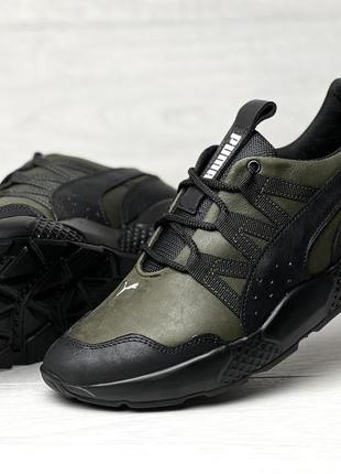 Мужские кожаные кроссовки puma tactical olive3 фото