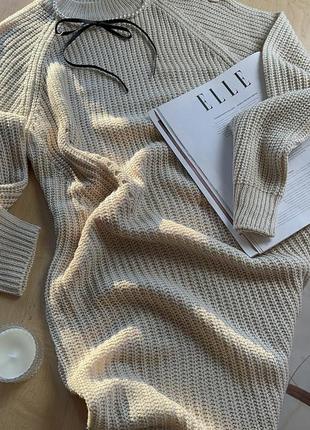 Бежева сукня- светр, крупна вʼязка, розмір м3 фото