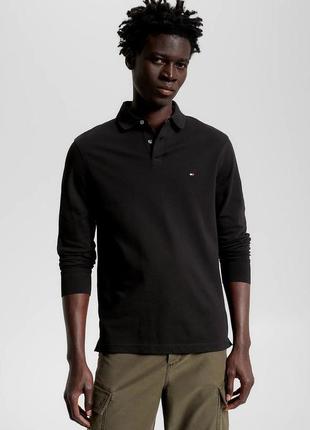 Tommy hilfiger чоловіче чорне поло 1985 regular ls polo