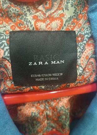 Пиджак zara 100% хлопок сине-голубого цвета.2 фото