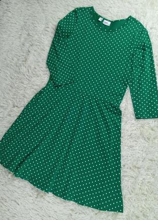 Зелёное хб платье в горошек девочке/ худенькой девушке)2 фото
