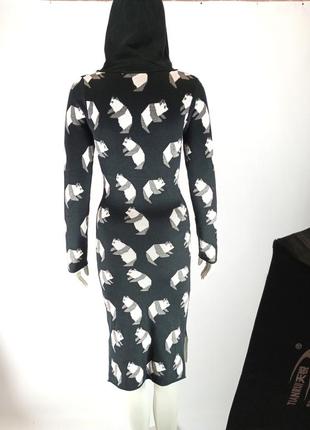 Тёплое платье с капюшоном размер xs-s панды длинное платье3 фото