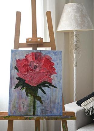 Интерьерная текстурная масляная картина «роза»1 фото