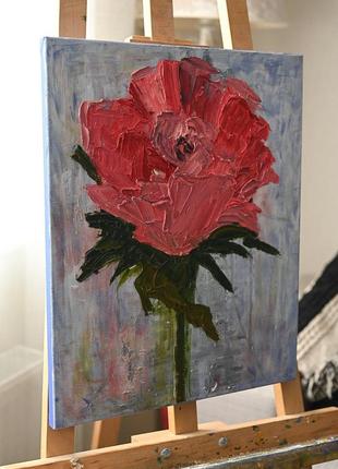 Интерьерная текстурная масляная картина «роза»2 фото
