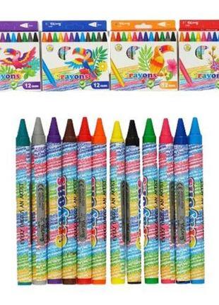 Воскові олівці 4 види, 12 кольорів1 фото