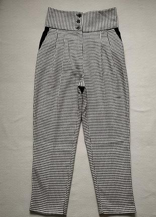 Суперовые плотные брюки принт гусиная лапка высокая посадка river island