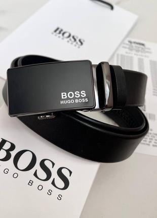 Мужской ремень hugo boss черный на подарок3 фото