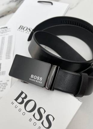 Мужской ремень hugo boss черный на подарок