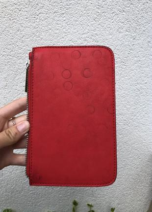 Червоний клатч із заклепками,сумочка з гаманцем,шкір.зам.3 фото